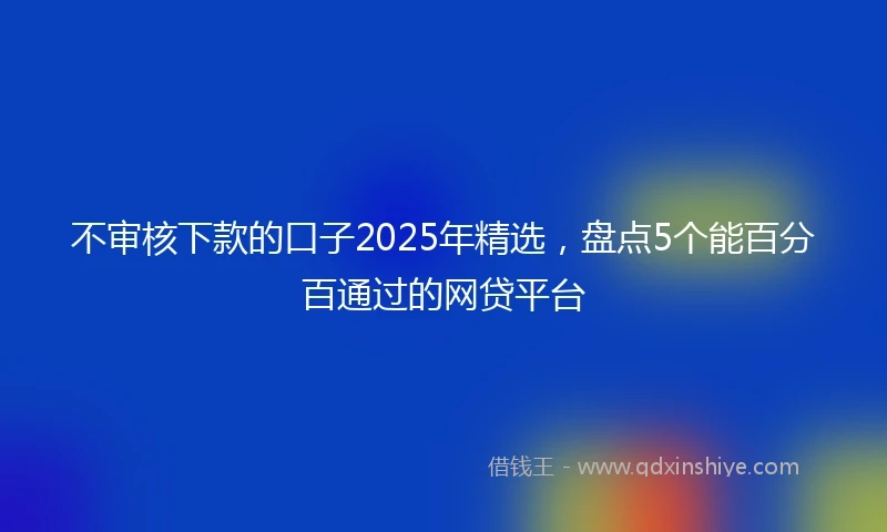 不审核下款的口子2025年精选，盘点5个能百分百通过的网贷平台