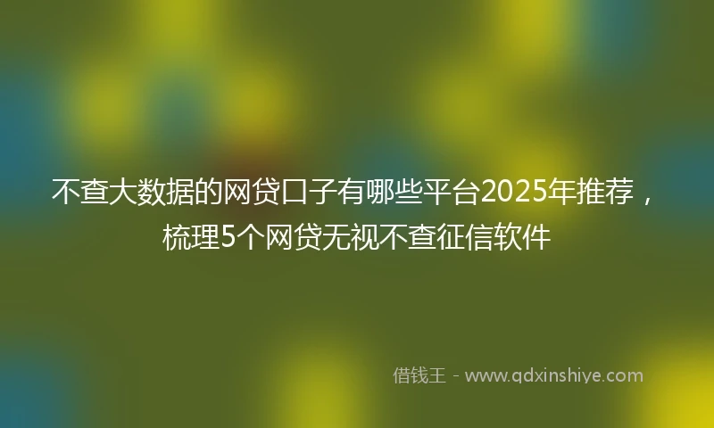 不查大数据的网贷口子有哪些平台2025年推荐，梳理5个网贷无视不查征信软件