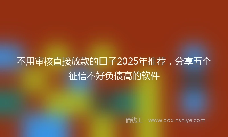 不用审核直接放款的口子2025年推荐，分享五个征信不好负债高的软件
