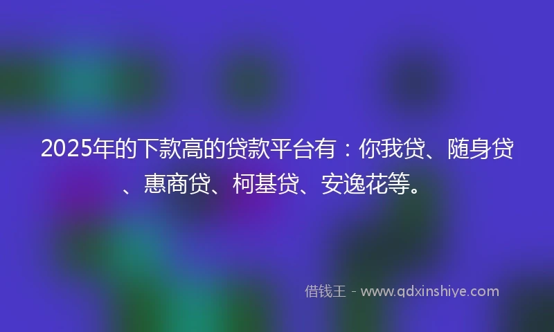 2025年的下款高的贷款平台有：你我贷、随身贷、惠商贷、柯基贷、安逸花等。