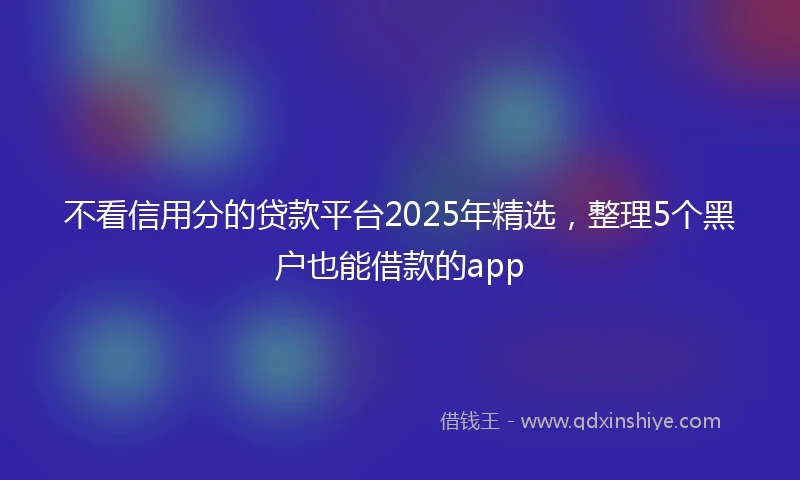 不看信用分的贷款平台2025年精选，整理5个黑户也能借款的app
