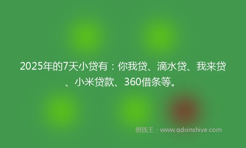 2025年的7天小贷有：你我贷、滴水贷、我来贷、小米贷款、360借条等。