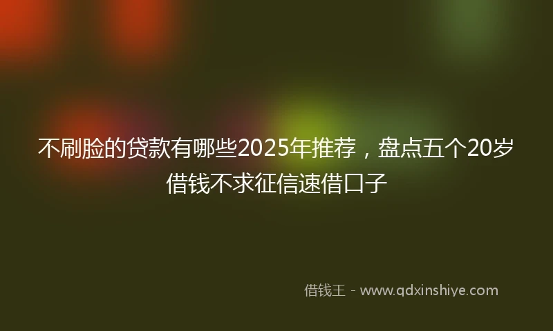 不刷脸的贷款有哪些2025年推荐，盘点五个20岁借钱不求征信速借口子