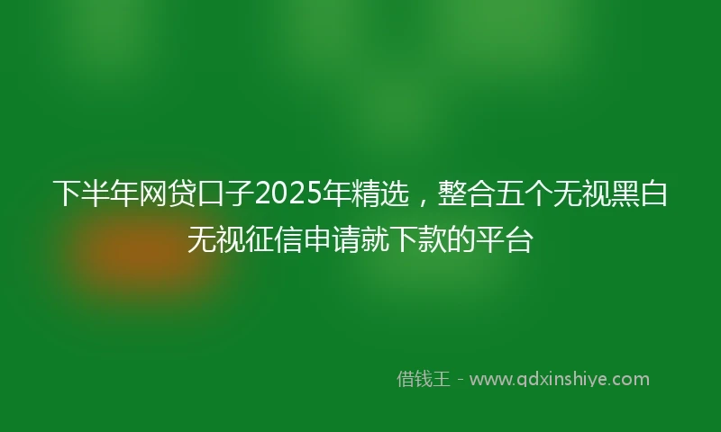 下半年网贷口子2025年精选，整合五个无视黑白无视征信申请就下款的平台
