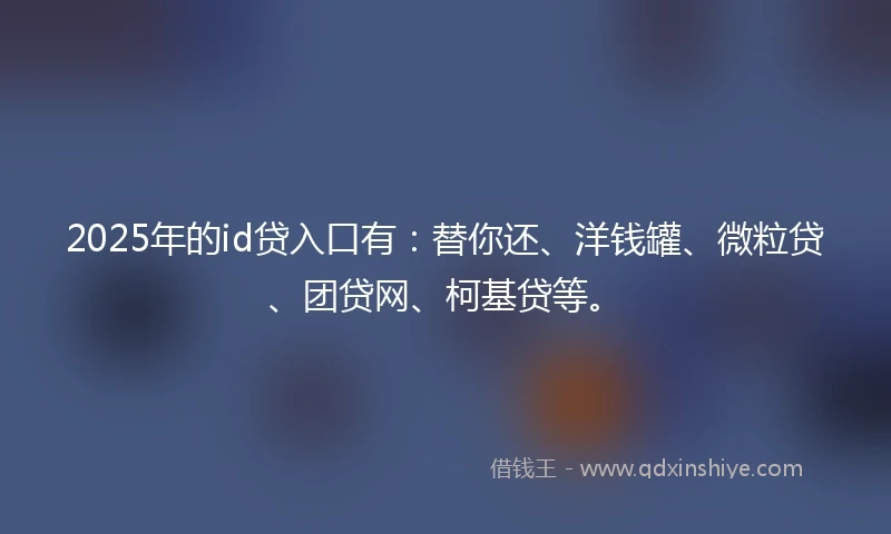 2025年的id贷入口有：替你还、洋钱罐、微粒贷、团贷网、柯基贷等。