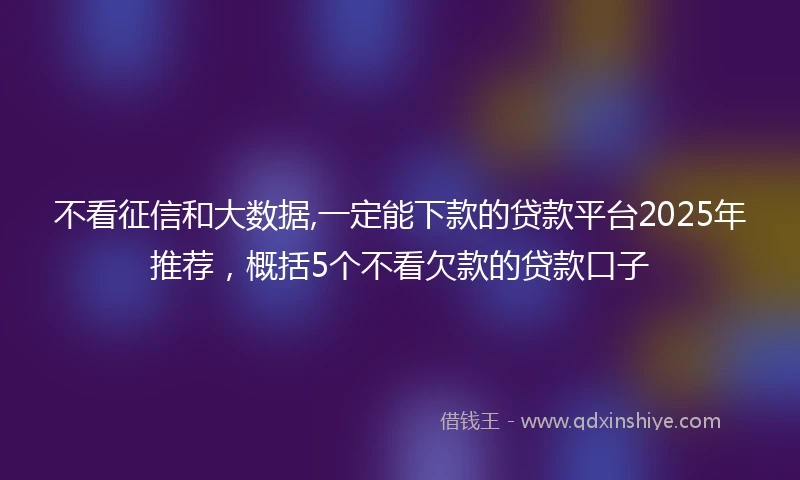 不看征信和大数据,一定能下款的贷款平台2025年推荐，概括5个不看欠款的贷款口子