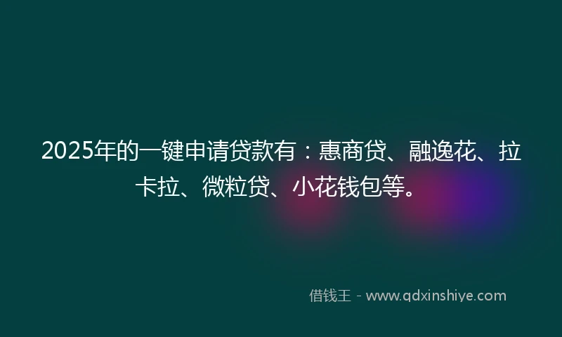 2025年的一键申请贷款有：惠商贷、融逸花、拉卡拉、微粒贷、小花钱包等。