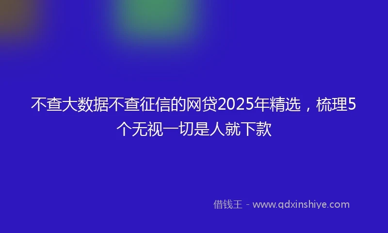 不查大数据不查征信的网贷2025年精选，梳理5个无视一切是人就下款