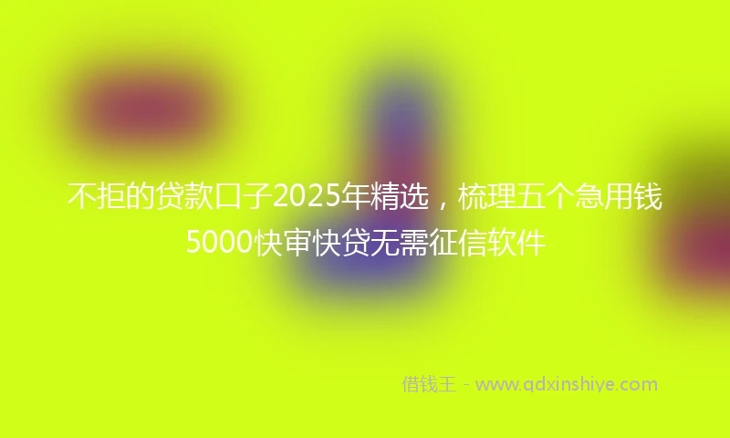 不拒的贷款口子2025年精选，梳理五个急用钱5000快审快贷无需征信软件