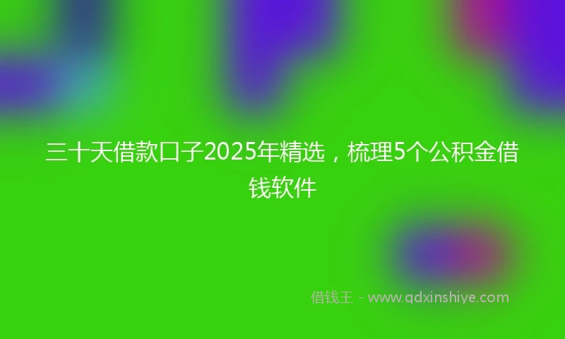 三十天借款口子2025年精选，梳理5个公积金借钱软件
