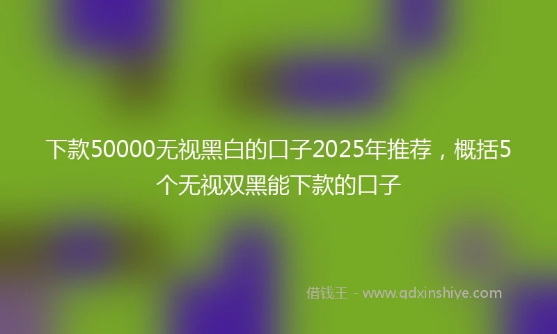 下款50000无视黑白的口子2025年推荐，概括5个无视双黑能下款的口子