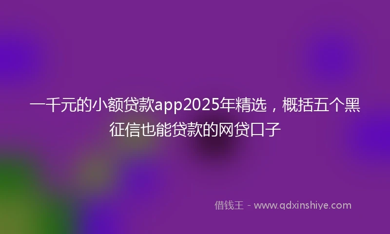 一千元的小额贷款app2025年精选，概括五个黑征信也能贷款的网贷口子