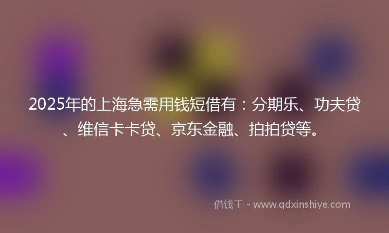 2025年的上海急需用钱短借有：分期乐、功夫贷、维信卡卡贷、京东金融、拍拍贷等。