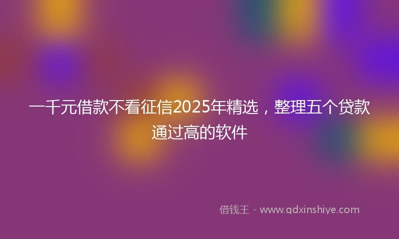 一千元借款不看征信2025年精选，整理五个贷款通过高的软件