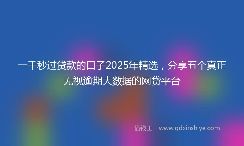 一千秒过贷款的口子2025年精选，分享五个真正无视逾期大数据的网贷平台