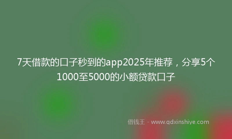 7天借款的口子秒到的app2025年推荐，分享5个1000至5000的小额贷款口子