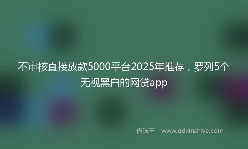 不审核直接放款5000平台2025年推荐，罗列5个无视黑白的网贷app