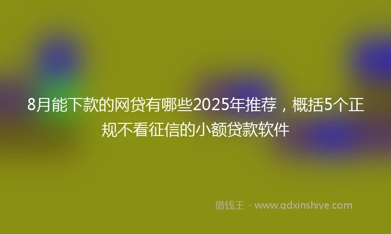 8月能下款的网贷有哪些2025年推荐，概括5个正规不看征信的小额贷款软件