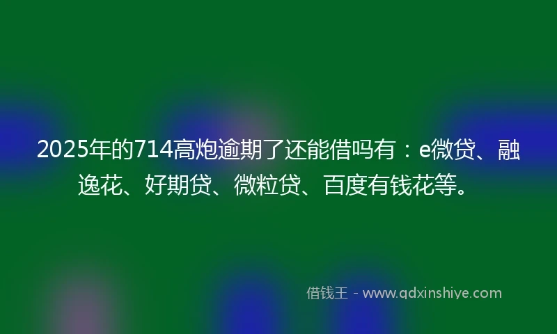 2025年的714高炮逾期了还能借吗有：e微贷、融逸花、好期贷、微粒贷、百度有钱花等。