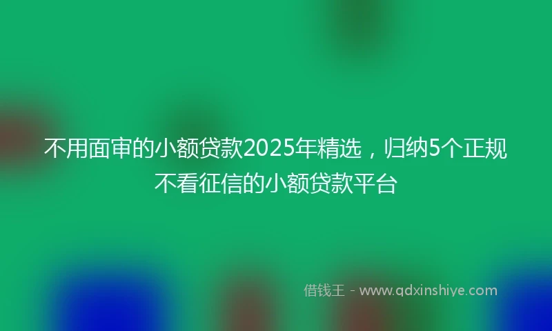 不用面审的小额贷款2025年精选，归纳5个正规不看征信的小额贷款平台