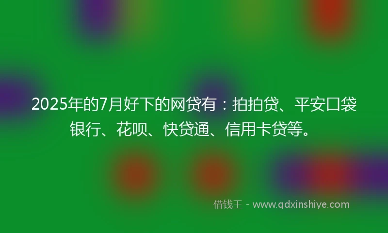 2025年的7月好下的网贷有：拍拍贷、平安口袋银行、花呗、快贷通、信用卡贷等。