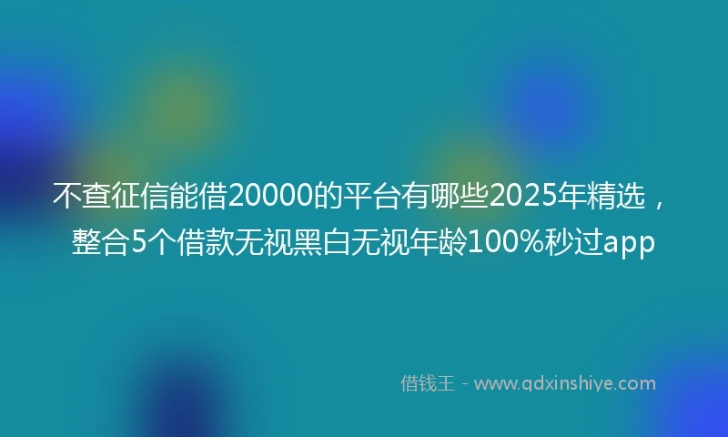 不查征信能借20000的平台有哪些2025年精选，整合5个借款无视黑白无视年龄100%秒过app