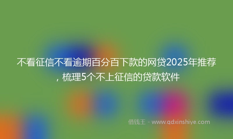 不看征信不看逾期百分百下款的网贷2025年推荐，梳理5个不上征信的贷款软件