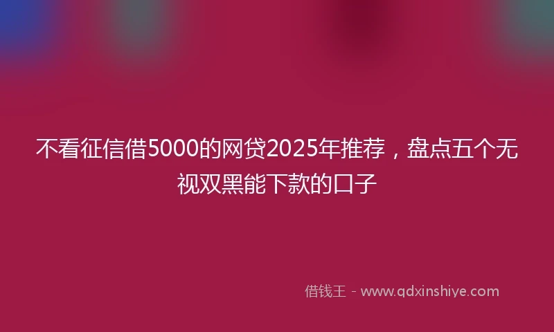 不看征信借5000的网贷2025年推荐，盘点五个无视双黑能下款的口子