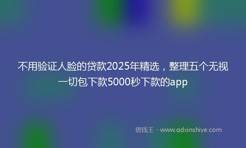 不用验证人脸的贷款2025年精选，整理五个无视一切包下款5000秒下款的app