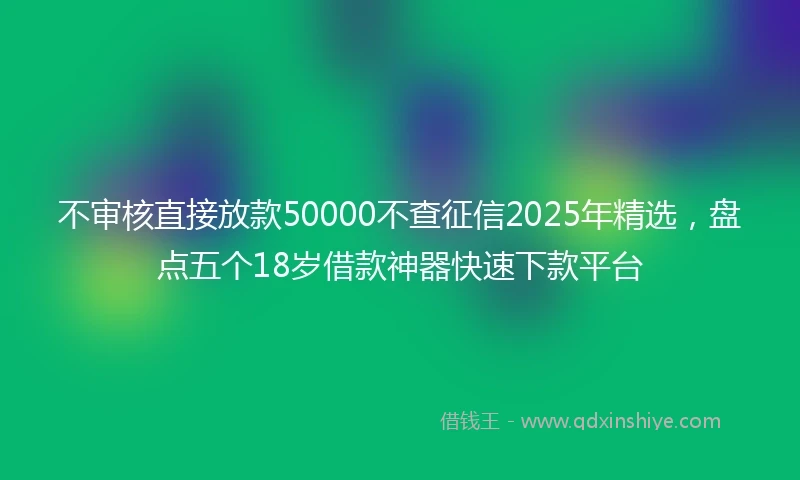 不审核直接放款50000不查征信2025年精选，盘点五个18岁借款神器快速下款平台