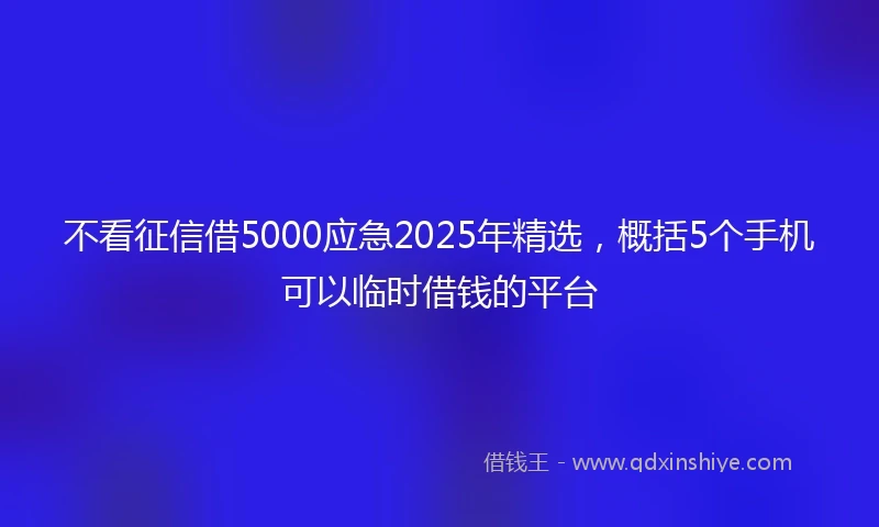 不看征信借5000应急2025年精选，概括5个手机可以临时借钱的平台