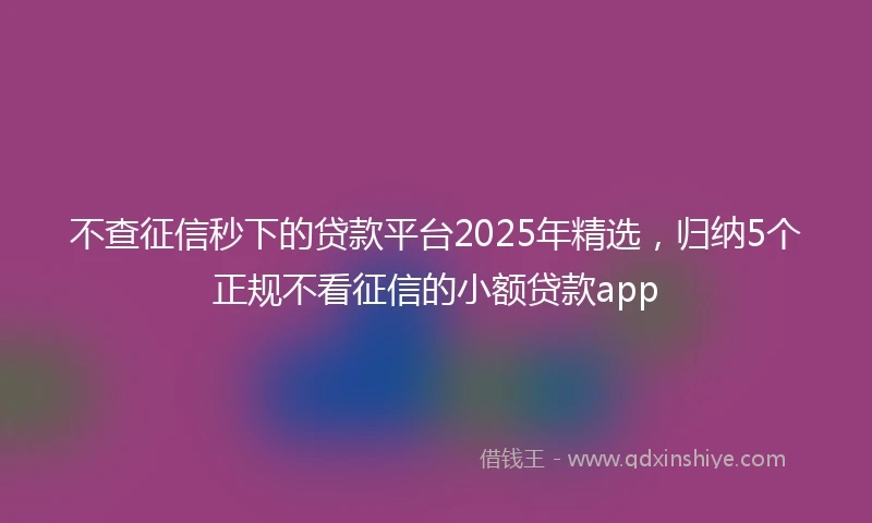 不查征信秒下的贷款平台2025年精选，归纳5个正规不看征信的小额贷款app