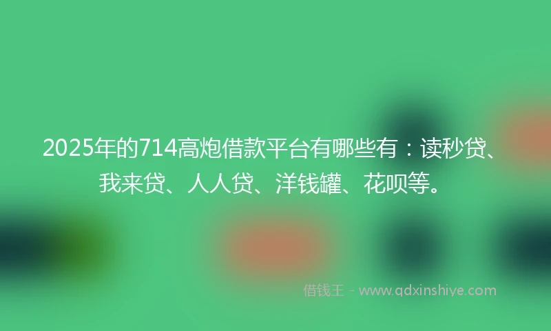 2025年的714高炮借款平台有哪些有：读秒贷、我来贷、人人贷、洋钱罐、花呗等。