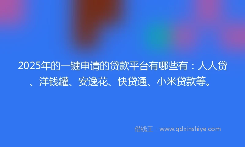 2025年的一键申请的贷款平台有哪些有：人人贷、洋钱罐、安逸花、快贷通、小米贷款等。