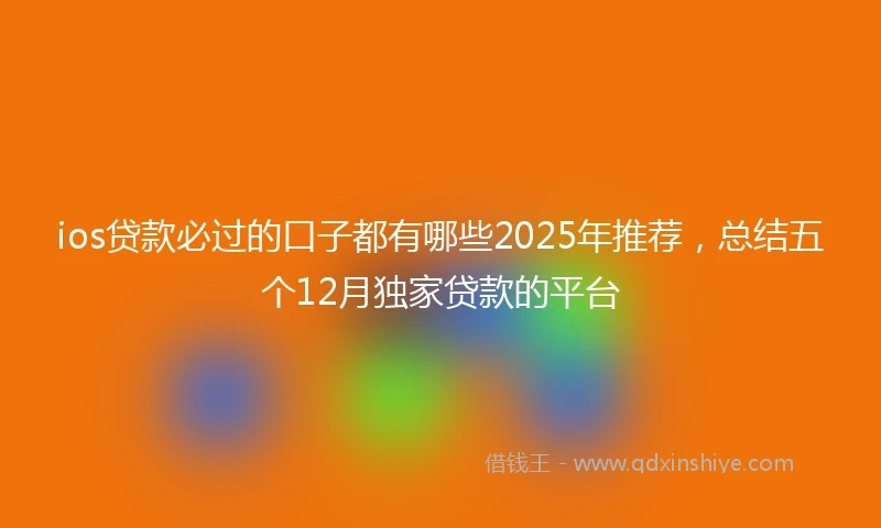 ios贷款必过的口子都有哪些2025年推荐,总结五个12月独家贷款的平台