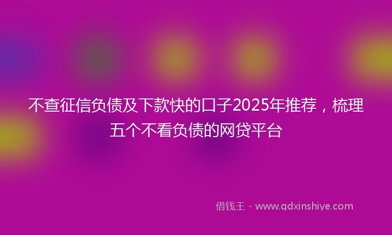 不查征信负债及下款快的口子2025年推荐，梳理五个不看负债的网贷平台
