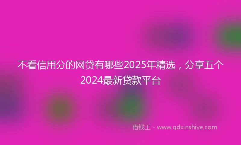 不看信用分的网贷有哪些2025年精选，分享五个2024最新贷款平台