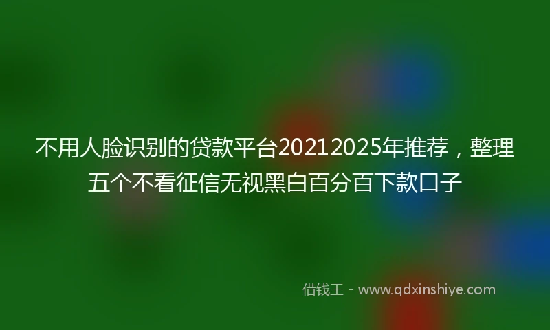 不用人脸识别的贷款平台20212025年推荐，整理五个不看征信无视黑白百分百下款口子
