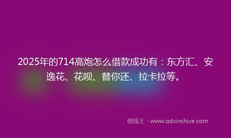 2025年的714高炮怎么借款成功有：东方汇、安逸花、花呗、替你还、拉卡拉等。