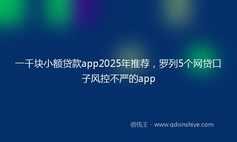 一千块小额贷款app2025年推荐，罗列5个网贷口子风控不严的app