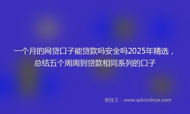 一个月的网贷口子能贷款吗安全吗2025年精选，总结五个周周到贷款相同系列的口子