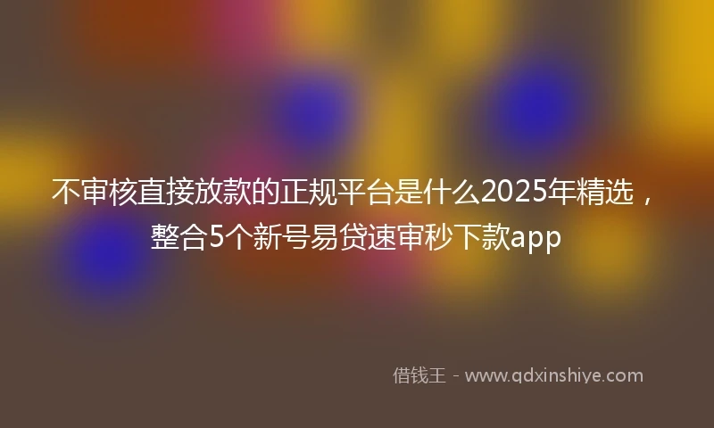 不审核直接放款的正规平台是什么2025年精选,整合5个新号易贷速审秒下款app