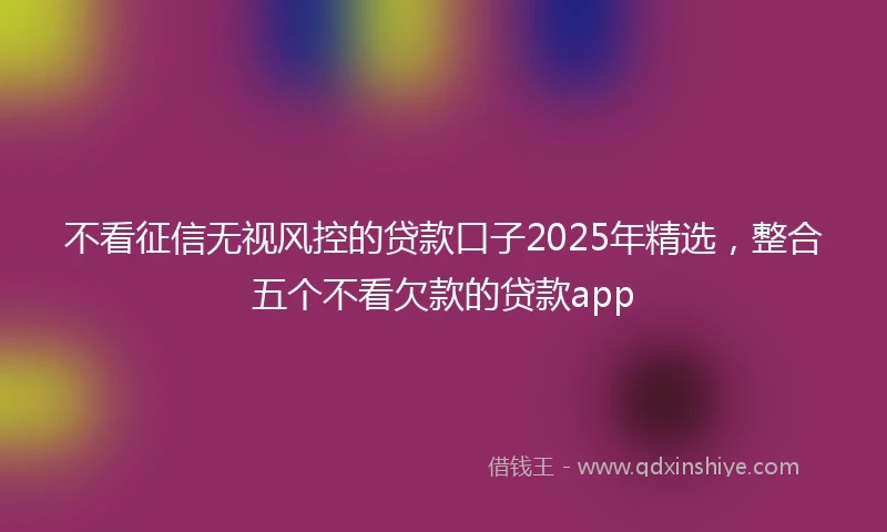不看征信无视风控的贷款口子2025年精选，整合五个不看欠款的贷款app