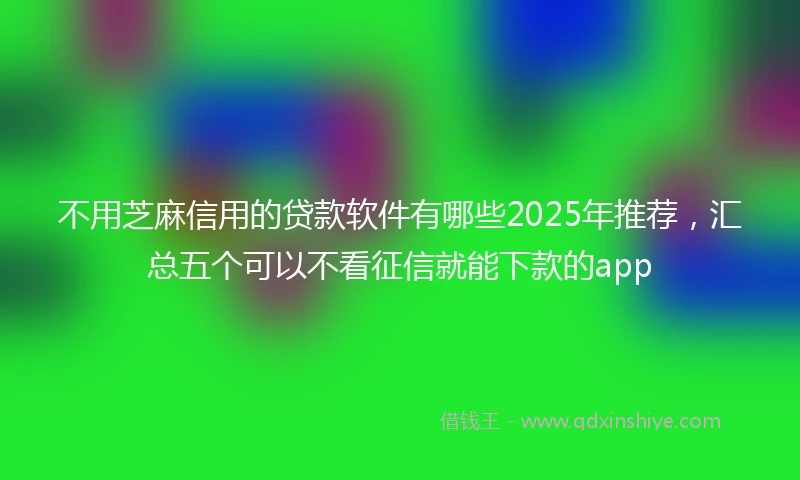 不用芝麻信用的贷款软件有哪些2025年推荐，汇总五个可以不看征信就能下款的app