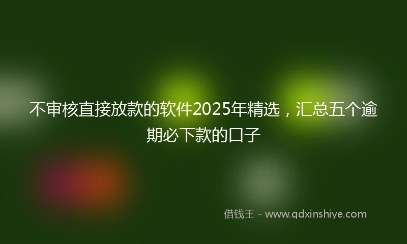 不审核直接放款的软件2025年精选，汇总五个逾期必下款的口子