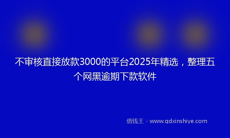 不审核直接放款3000的平台2025年精选，整理五个网黑逾期下款软件