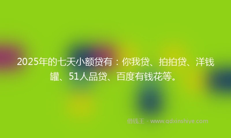 2025年的七天小额贷有：你我贷、拍拍贷、洋钱罐、51人品贷、百度有钱花等。