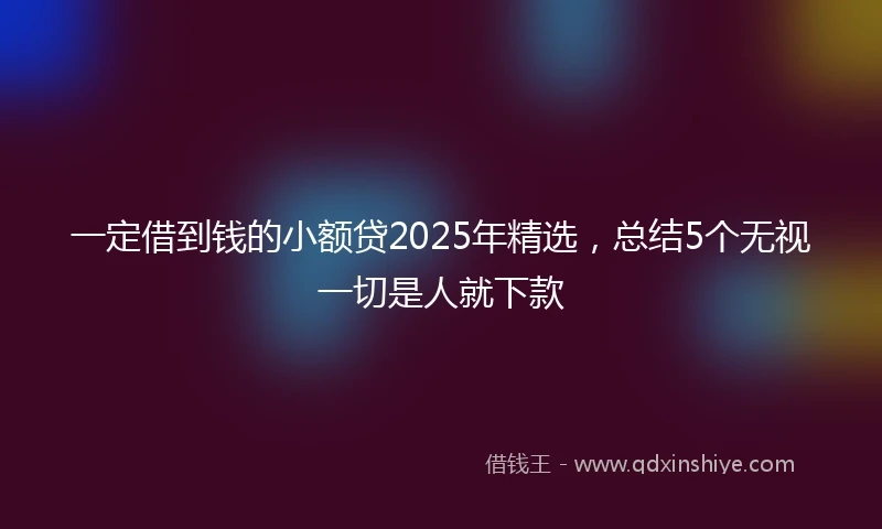 一定借到钱的小额贷2025年精选，总结5个无视一切是人就下款
