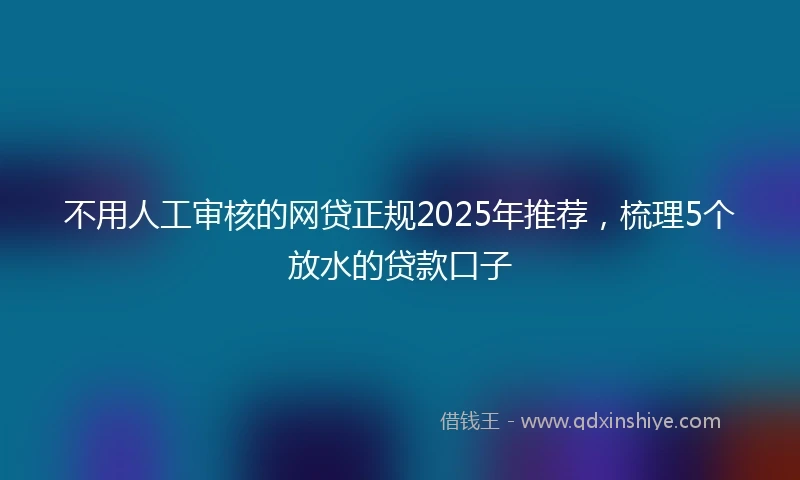 不用人工审核的网贷正规2025年推荐，梳理5个放水的贷款口子