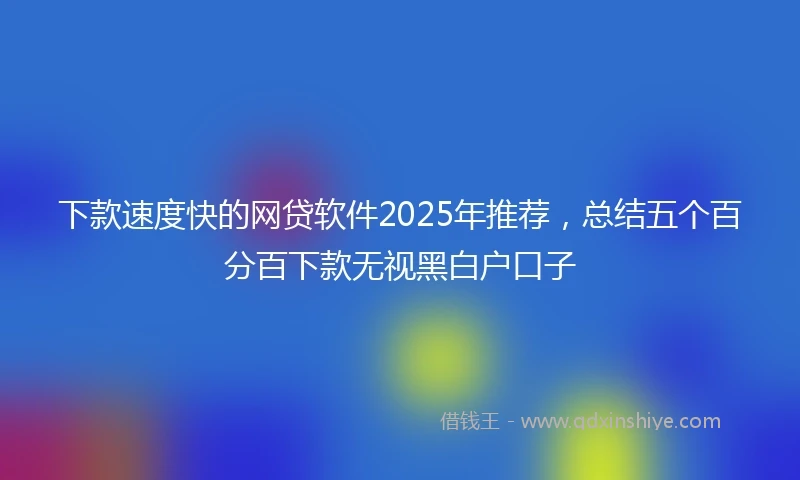 下款速度快的网贷软件2025年推荐，总结五个百分百下款无视黑白户口子